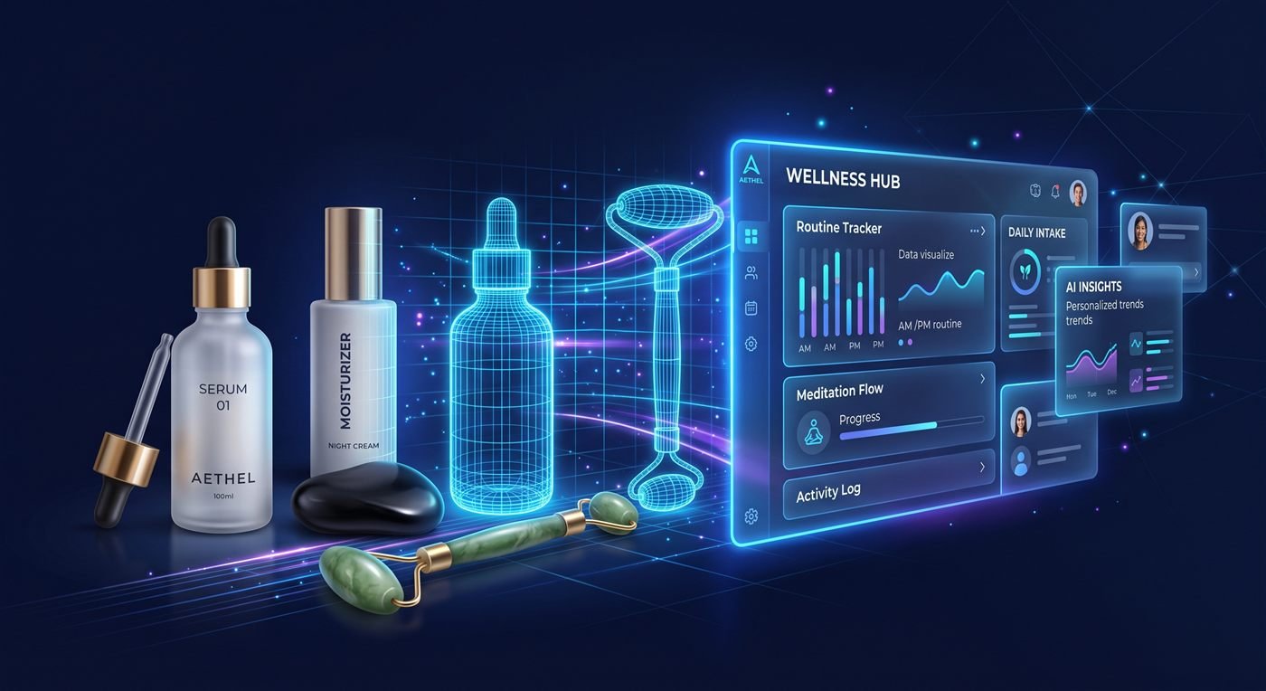 Doora wellness hub interface with skincare products